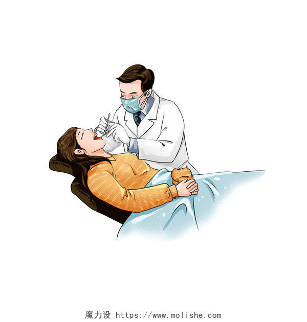 卡通手绘医生手术医疗插画